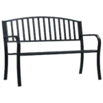 Stylish Black Steel Garden Bench - 125 x 53 x 82cm