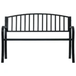 Stylish Black Steel Garden Bench - 125 x 53 x 82cm