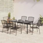 7 Piece Garden Dining Set - Steel - Anthracite