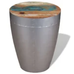 Aviator Stool - Solid Reclaimed Wood - Brown And Aluminium - 36 x 44cm