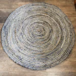 Round Jute and Recycled Denim Rug - 150cm