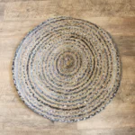 Round Jute and Recycled Denim Rug - 90cm