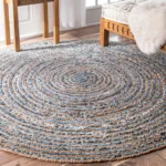 Round Jute and Recycled Denim Rug - 90cm