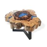 Tamarind And Resin Coffee Table - Sky Blue - 77 x 44cm