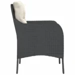 2 Black Poly Rattan Garden Chairs with Cushions - 58.5 x 67 x 86cm