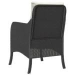 2 Black Poly Rattan Garden Chairs with Cushions - 58.5 x 67 x 86cm