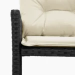 PE Rattan Garden Sofa with Table & Cushions - L-Shaped - Black