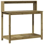 Potting Table/Bench With Shelves - Impregnated Wood Pine - 108 x 50 x 109.5cm