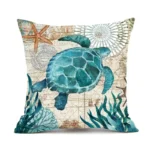 4 Eye-Catching Coastal Motif Cushion Covers - 45cm x 45cm