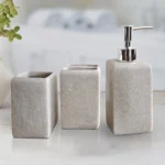 Stone-Effect Bathroom Accessory Set