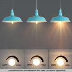 Modern Adjustable Hanging Bowl Pendant Lamp - Light Blue