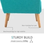 Accent Chair- Linen-Touch Armchair - Wooden Frame - Teal - 93 x 72 x 77cm