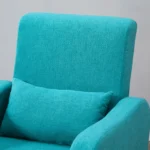 Accent Chair- Linen-Touch Armchair - Wooden Frame - Teal - 93 x 72 x 77cm