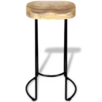 x2 Bar Stools - Solid Mango Wood And Iron - 41 x 44 x 76cm