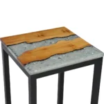 x3 Nesting Side Tables - Solid Teak Wood And Polyresin