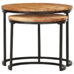 x2 Round Nesting Side Tables - Solid Acacia Wood