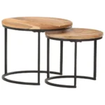 x2 Round Nesting Side Tables - Solid Acacia Wood