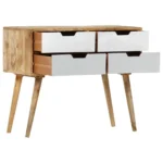 Sideboard - Solid Mango Wood - White & Grey - 85 x 40 x 71cm