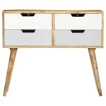 Sideboard - Solid Mango Wood - White & Grey - 85 x 40 x 71cm