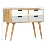 Sideboard - Solid Mango Wood - White & Grey - 85 x 40 x 71cm