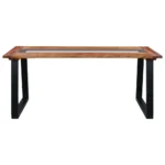 Live Edge Dining Table - Solid Acacia Wood And Glass - 180 x 90 x 75cm