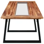 Live Edge Dining Table - Solid Acacia Wood And Glass - 180 x 90 x 75cm