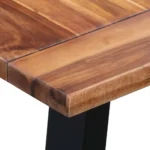 Live Edge Dining Table - Solid Acacia Wood And Glass - 180 x 90 x 75cm