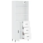 Modern Wooden Highboard - White - 69.5 x 34 x 180cm