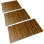 x3 Acacia Hardwood Bathroom Mats - 80 x 50cm