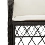 2 Black Poly Rattan Garden Chairs - Cream Cushion - 58.5 x 67 x 86cm