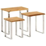 x3 Nesting Side Tables - Live Edge - Solid Acacia Wood