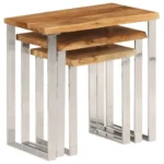 x3 Nesting Side Tables - Live Edge - Solid Acacia Wood