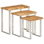 x3 Nesting Side Tables - Live Edge - Solid Acacia Wood