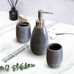 Stone-Effect Bathroom Accessory Set - ToothBrush - Lotion -Tumbler