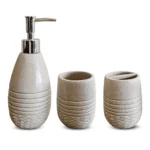 Stone-Effect Bathroom Accessory Set - ToothBrush - Lotion -Tumbler