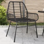 x2 Black Poly Rattan Garden Chairs - 57 x 60 x 86cm