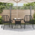 x2 Black Poly Rattan Garden Chairs - 57 x 60 x 86cm