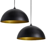 2 Semi-Spherical Ceiling Lamps - Height-Adjustable - Black Gold