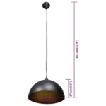 2 Semi-Spherical Ceiling Lamps - Height-Adjustable - Black Gold