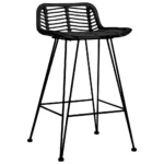 2 Bar Chairs - Black Rattan - 46 x 48 x 79cm