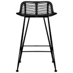 2 Bar Chairs - Black Rattan - 46 x 48 x 79cm