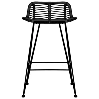 2 Bar Chairs - Black Rattan - 46 x 48 x 79cm