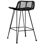 2 Bar Chairs - Black Rattan - 46 x 48 x 79cm