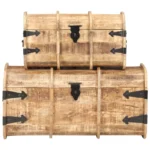 x3 Storage Chests - Solid Mango Wood - 70 x 34 x 36cm (L)