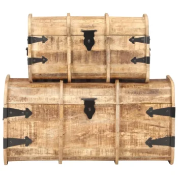 x3 Storage Chests - Solid Mango Wood - 70 x 34 x 36cm (L)