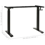 Manual Height Adjustable Standing Desk Frame With Hand Crank - Black