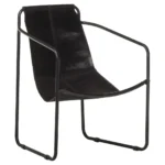 Vintage Style Real Leather Relaxing Chair - Black - 59 x 60 x 81cm