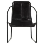 Vintage Style Real Leather Relaxing Chair - Black - 59 x 60 x 81cm