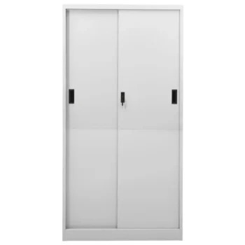 Steel Office Cabinet With Sliding Door - Light Grey - 90 x 40 x 180cm