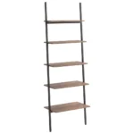 5 Tier Leaning Shelf - Dark Brown and Black - 64 x 34 x 185.5cm